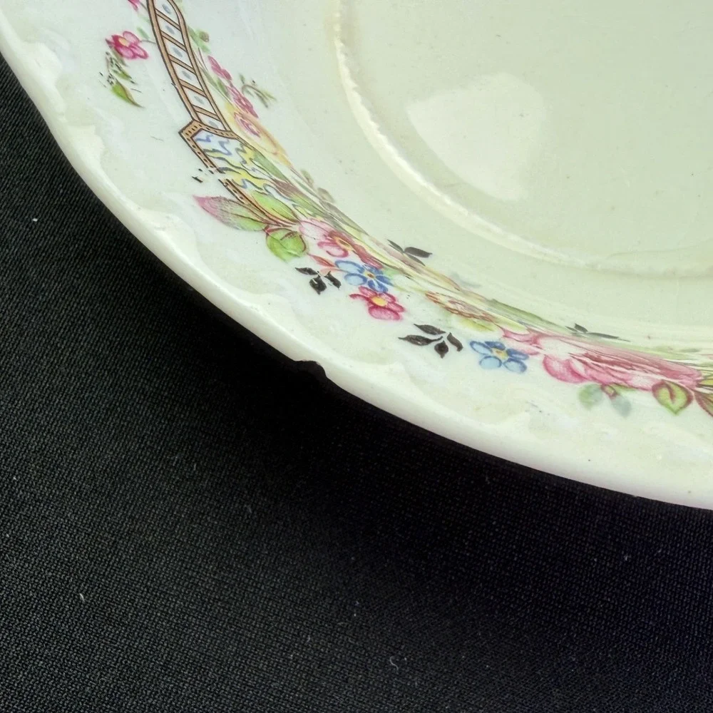 Vintage Crooksville China Co Floral 3pc Set Bowl Plate Saucer 644 Pink Rose USA